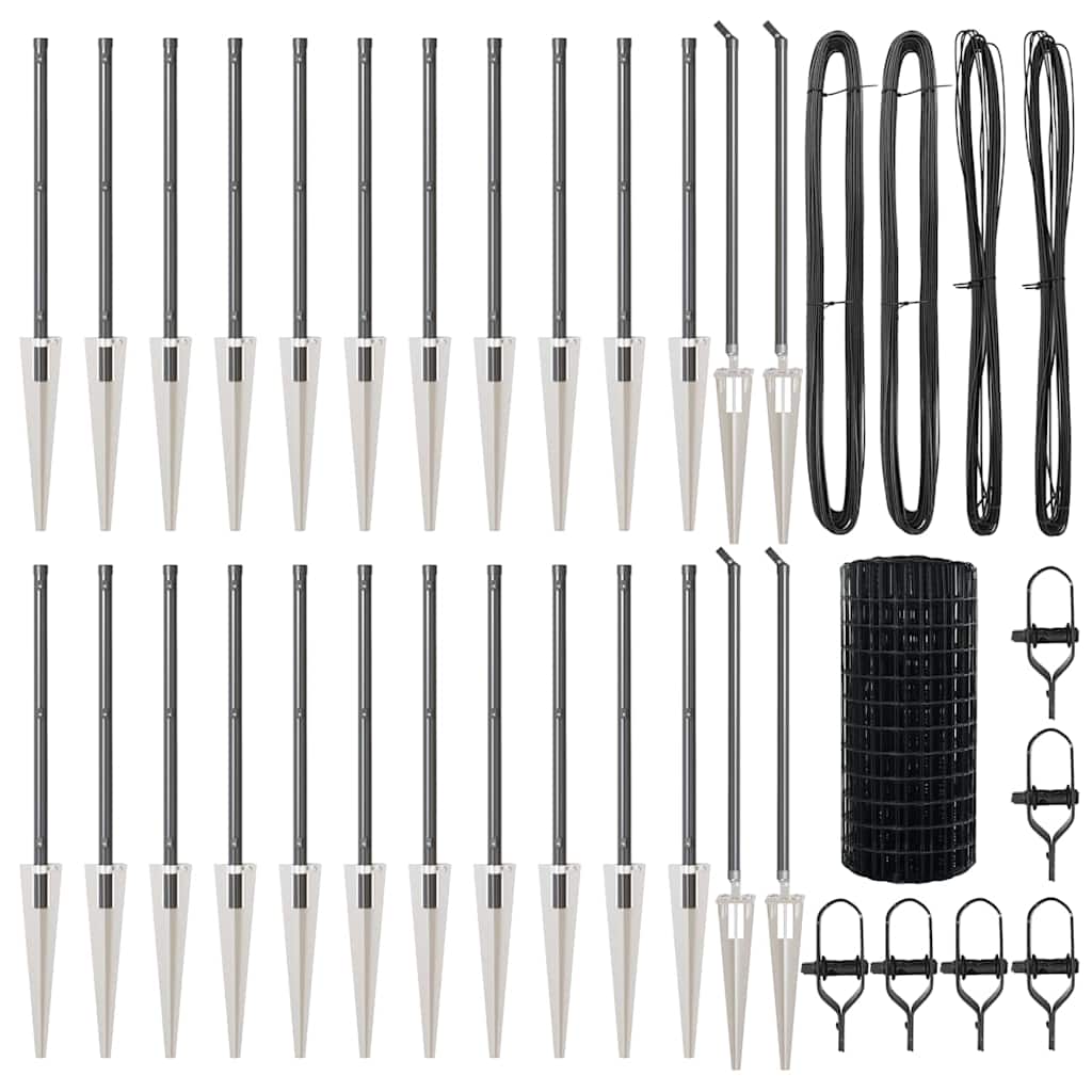 Hek met Paal Grijs 0,4 x 50 m Staal en PVC is nu te koop bij PeponiXL, paradijselijk wonen!