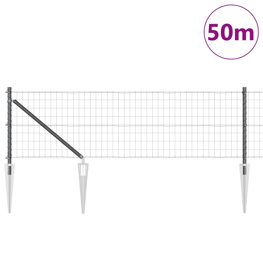 Hek met Paal Grijs 0,4 x 50 m Staal en PVC is nu te koop bij PeponiXL, paradijselijk wonen!