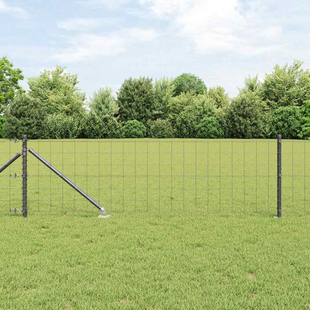 Hek met Paal Grijs 0,4 x 50 m Staal en PVC is nu te koop bij PeponiXL, paradijselijk wonen!