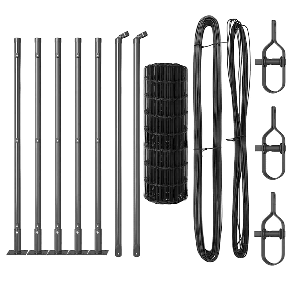 Hek met Paal Grijs 0,4 x 10 m Staal en PVC is nu te koop bij PeponiXL, paradijselijk wonen!