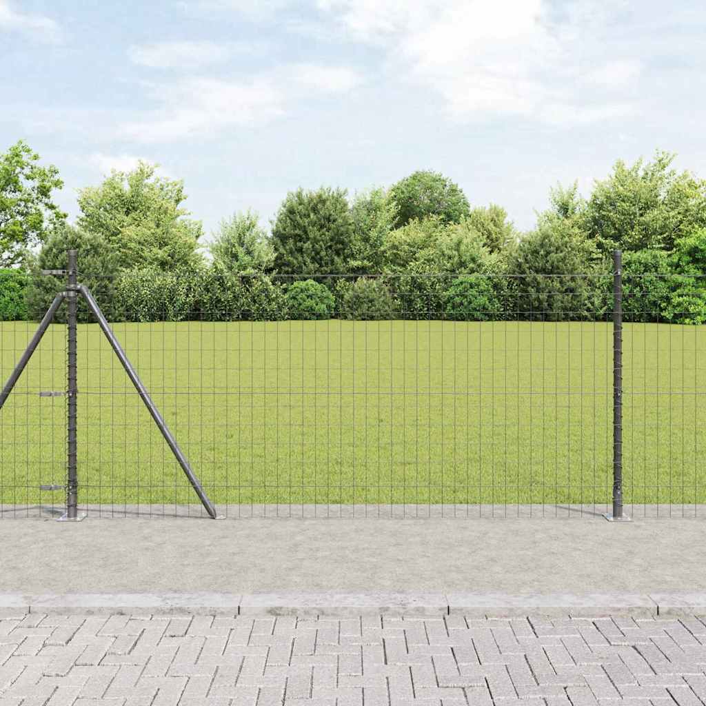 Hek met Paal Grijs 0,8 x 10 m Staal en PVC is nu te koop bij PeponiXL, paradijselijk wonen!
