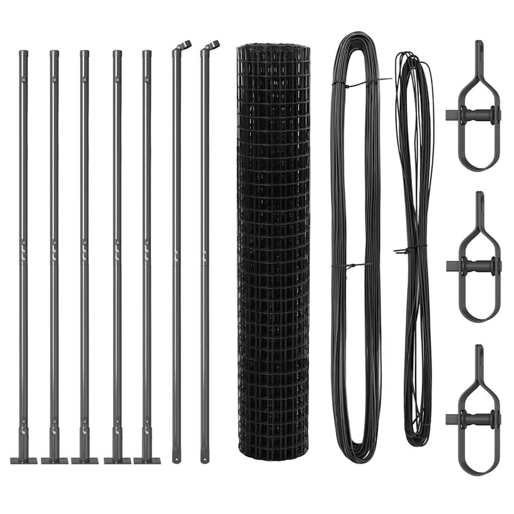Hek met Paal Grijs 1,6 x 10 m Staal en PVC is nu te koop bij PeponiXL, paradijselijk wonen!