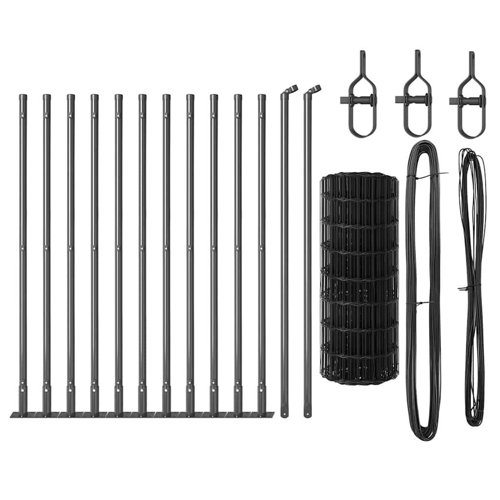 Hek met Paal Grijs 0,6 x 25 m Staal en PVC is nu te koop bij PeponiXL, paradijselijk wonen!