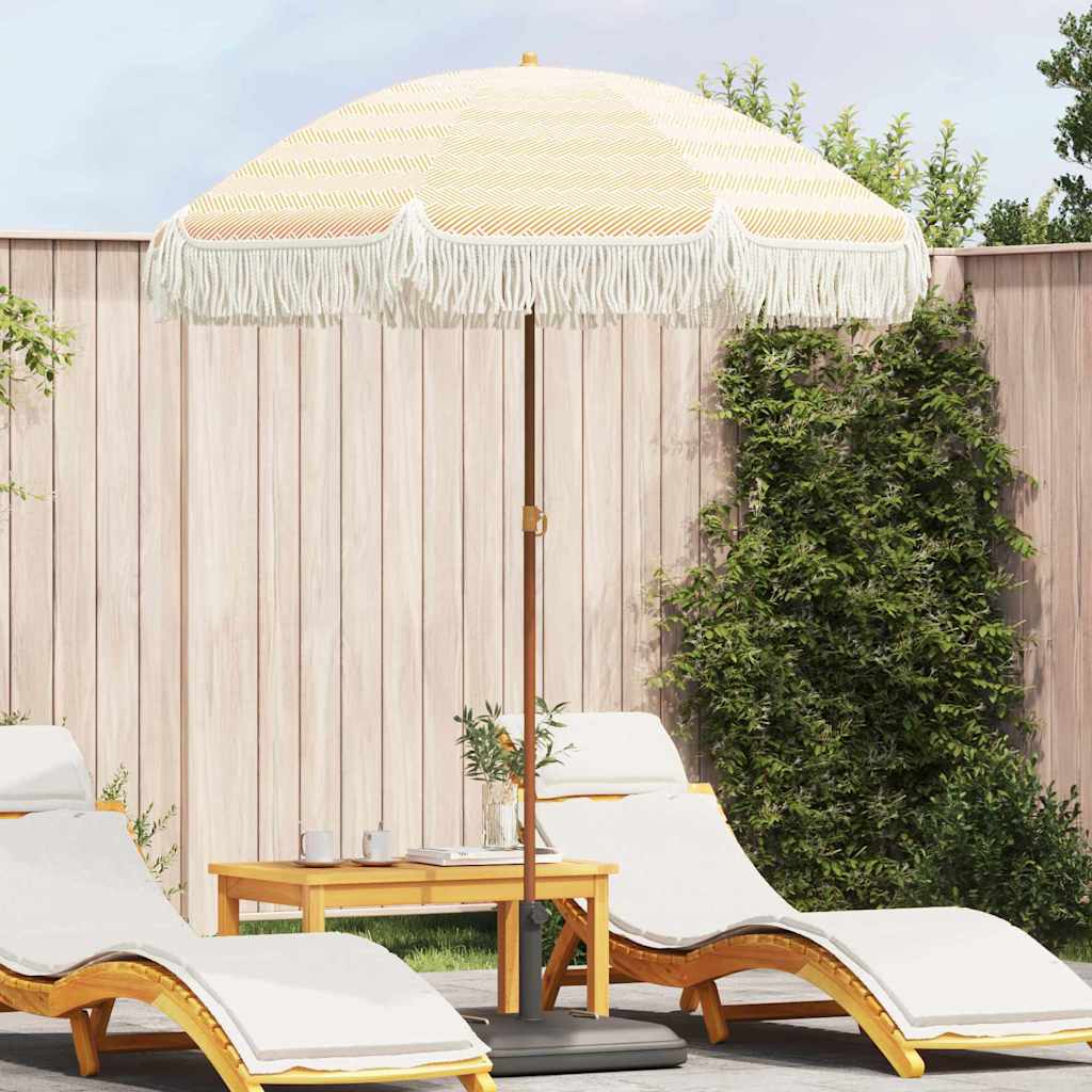 Strandparasol Geel en Wit 160 x 160 x 196 cm Polyester en staal is nu te koop bij PeponiXL, paradijselijk wonen!