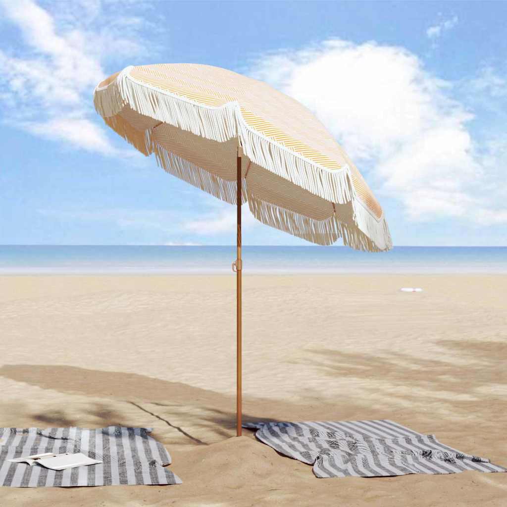 Strandparasol Geel en Wit 160 x 160 x 196 cm Polyester en staal is nu te koop bij PeponiXL, paradijselijk wonen!