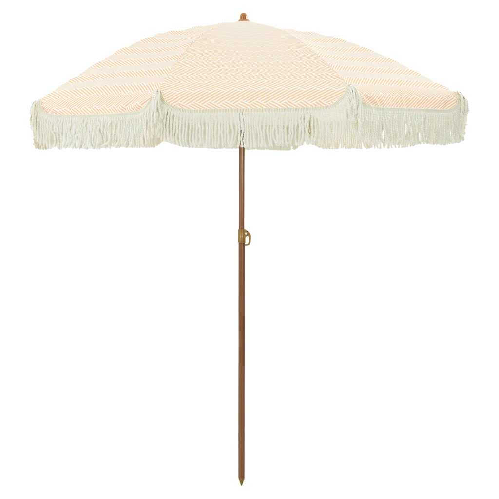 Strandparasol Geel en Wit 160 x 160 x 196 cm Polyester en staal is nu te koop bij PeponiXL, paradijselijk wonen!