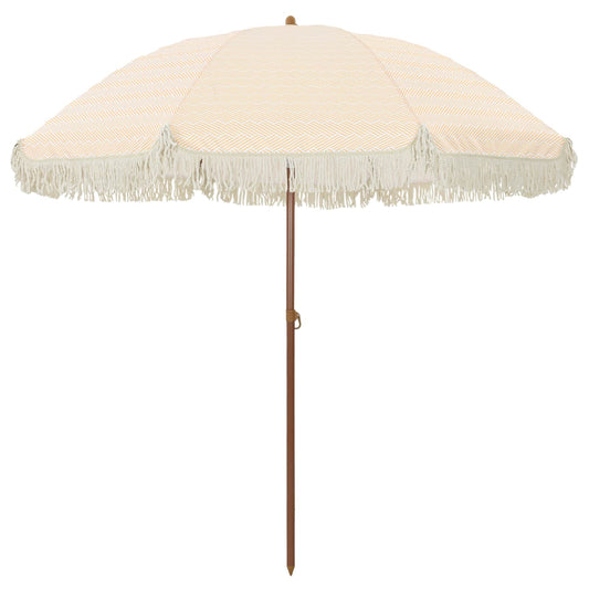 Strandparasol Geel en Wit 205 x 205 x 210 cm Polyester en staal is nu te koop bij PeponiXL, paradijselijk wonen!