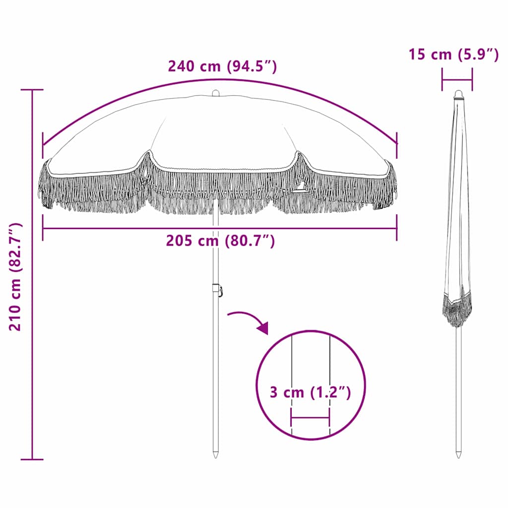 Strandparasol Grijs en Wit 205 x 205 x 210 cm is nu te koop bij PeponiXL, paradijselijk wonen!