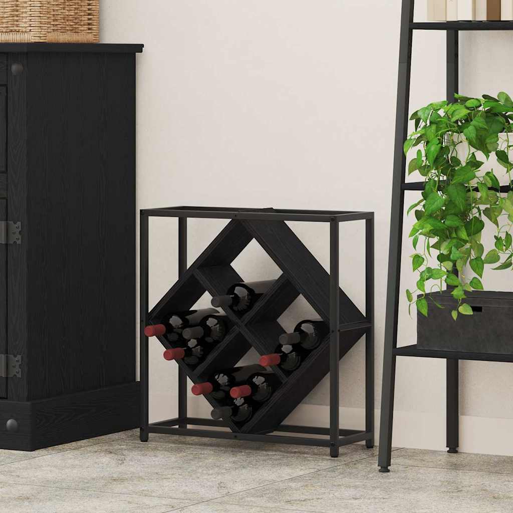 Wijnrek Zwart Eiken 51 x 18 x 52,5 cm Bewerkt hout is nu te koop bij PeponiXL, paradijselijk wonen!