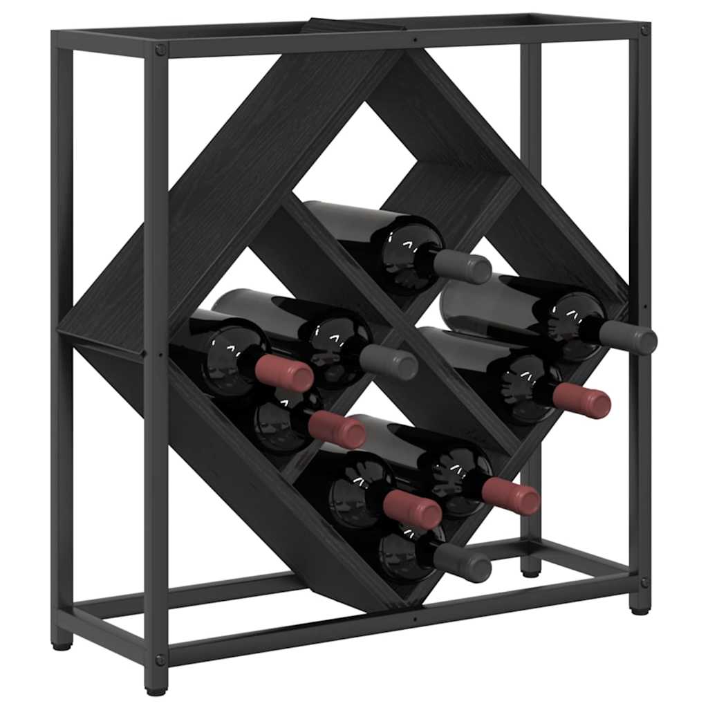 Wijnrek Zwart Eiken 51 x 18 x 52,5 cm Bewerkt hout is nu te koop bij PeponiXL, paradijselijk wonen!