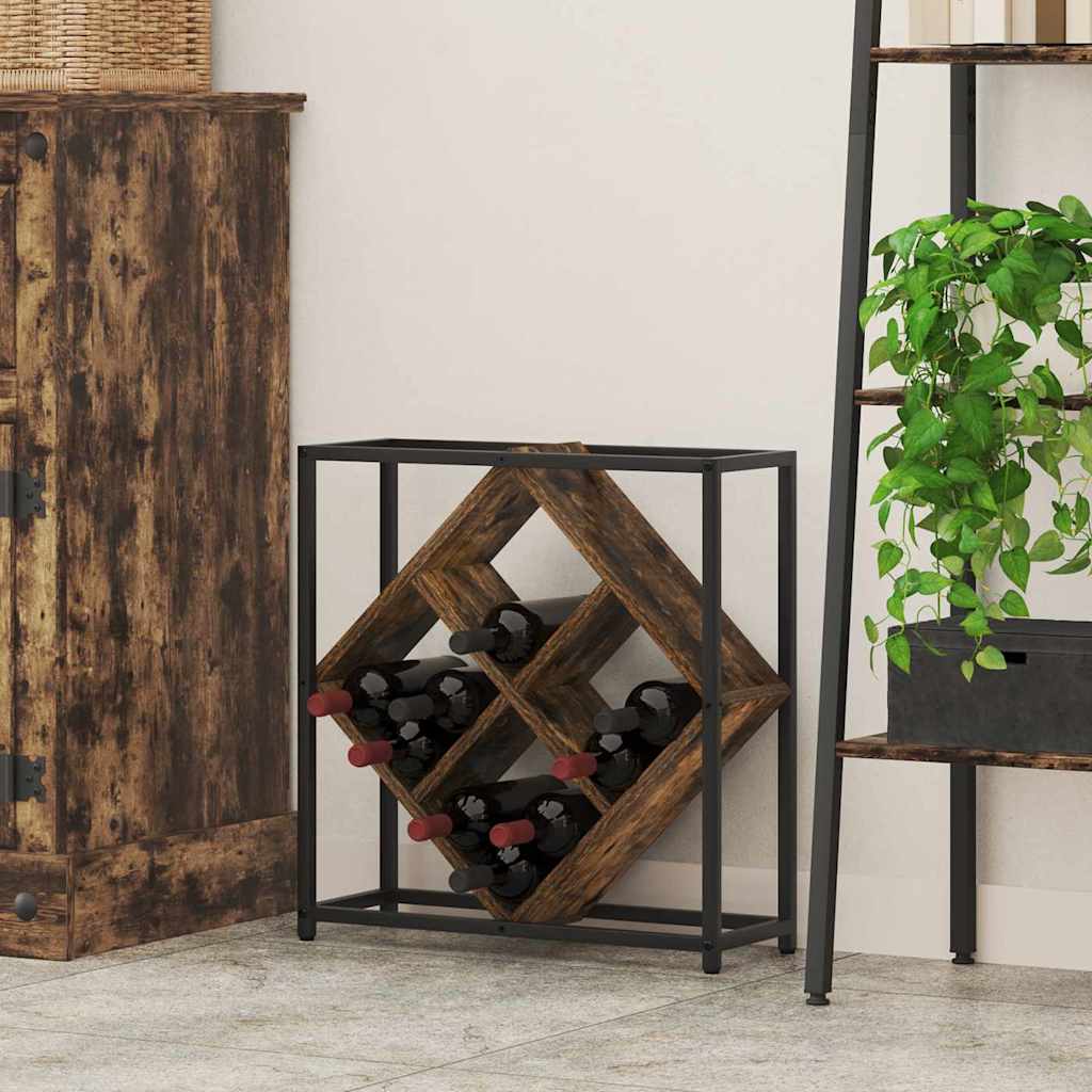 Wijnrek Gerookt eiken 51 x 18 x 52,5 cm Bewerkt hout is nu te koop bij PeponiXL, paradijselijk wonen!