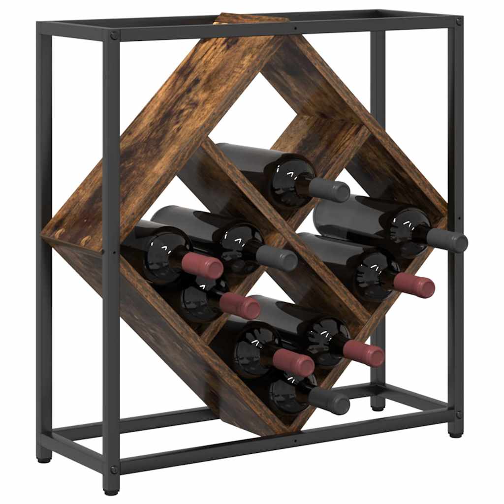 Wijnrek Gerookt eiken 51 x 18 x 52,5 cm Bewerkt hout is nu te koop bij PeponiXL, paradijselijk wonen!