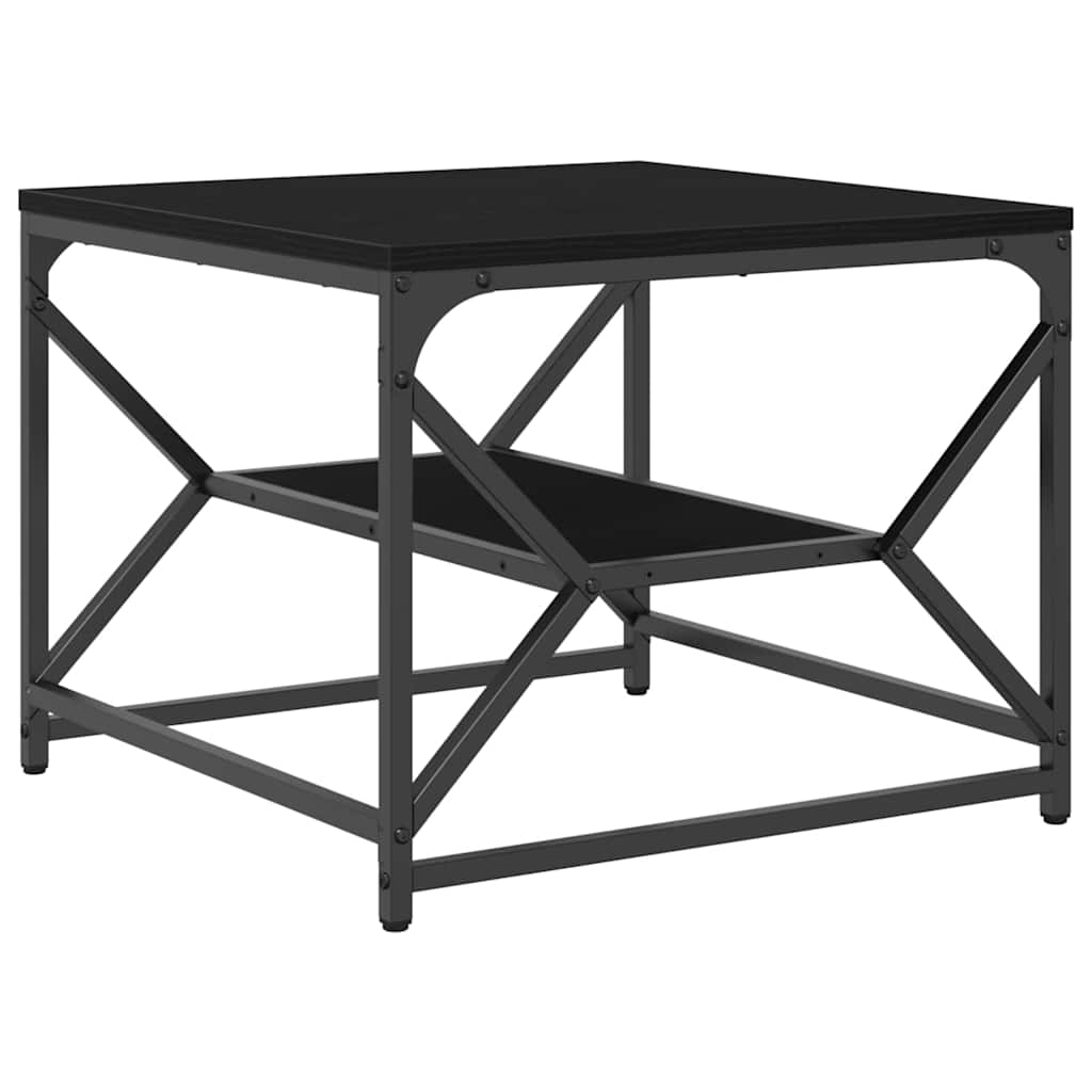Salontafel Zwart Eiken 51 x 50 x 40 cm Engineered hout en staal is nu te koop bij PeponiXL, paradijselijk wonen!