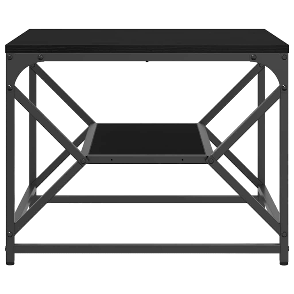 Salontafel Zwart Eiken 51 x 50 x 40 cm Engineered hout en staal is nu te koop bij PeponiXL, paradijselijk wonen!