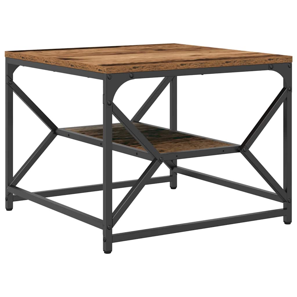 Salontafel Oud Hout 51 x 50 x 40 cm Engineered hout en staal is nu te koop bij PeponiXL, paradijselijk wonen!