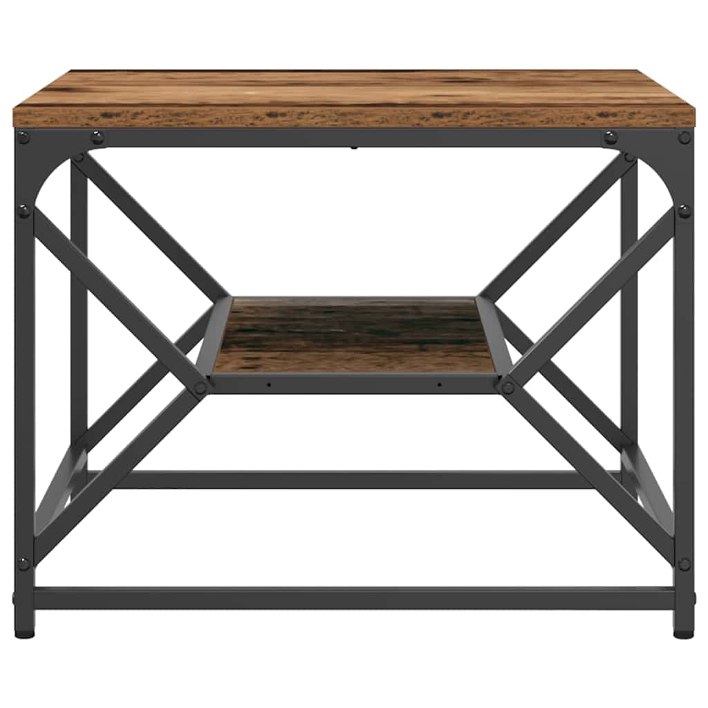 Salontafel Oud Hout 51 x 50 x 40 cm Engineered hout en staal is nu te koop bij PeponiXL, paradijselijk wonen!