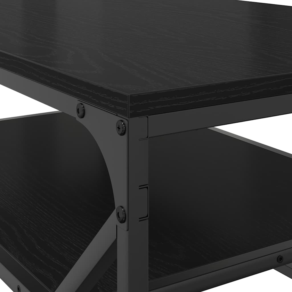 Salontafel Zwart Eiken 90 x 50 x 40 cm Engineered hout en staal is nu te koop bij PeponiXL, paradijselijk wonen!