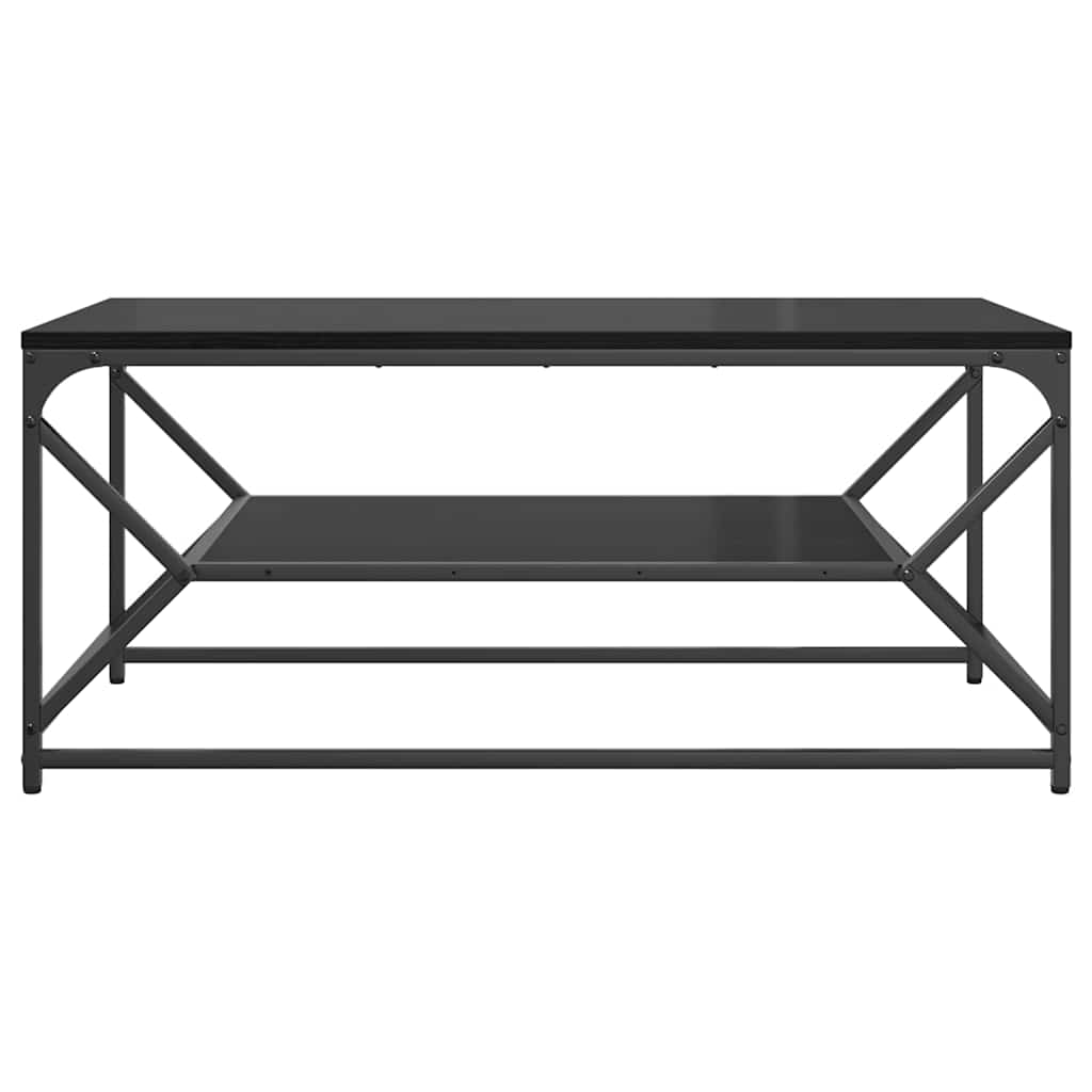 Salontafel Zwart Eiken 90 x 50 x 40 cm Engineered hout en staal is nu te koop bij PeponiXL, paradijselijk wonen!