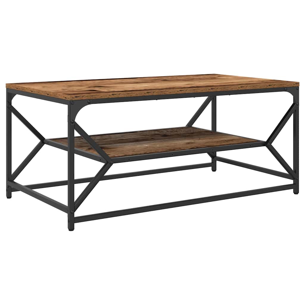Salontafel Oud Hout 90 x 50 x 40 cm Engineered hout en staal is nu te koop bij PeponiXL, paradijselijk wonen!
