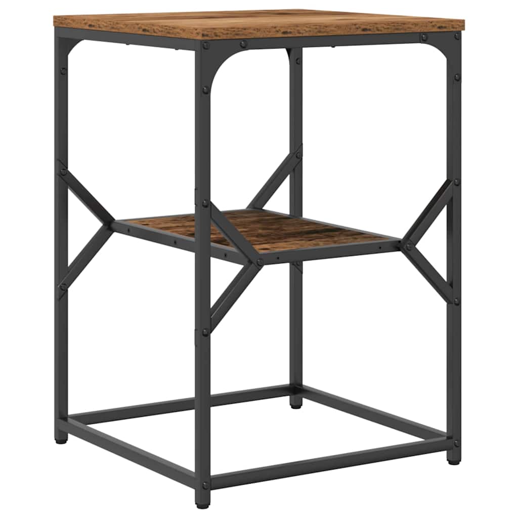 Bijzettafel Oud Hout 41 x 40 x 60 cm Engineered hout en staal is nu te koop bij PeponiXL, paradijselijk wonen!