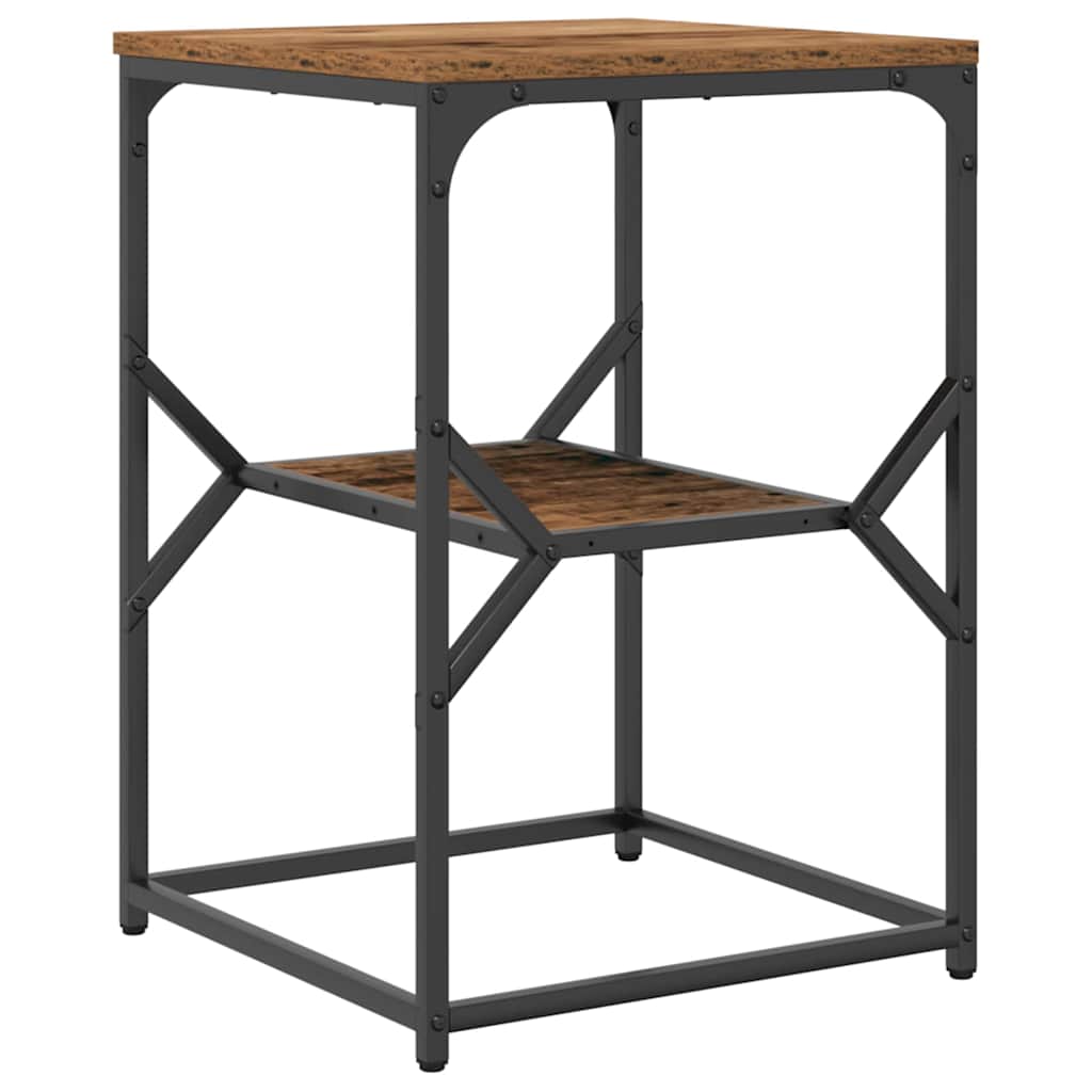 Bijzettafel Oud Hout 41 x 40 x 60 cm Engineered hout en staal is nu te koop bij PeponiXL, paradijselijk wonen!