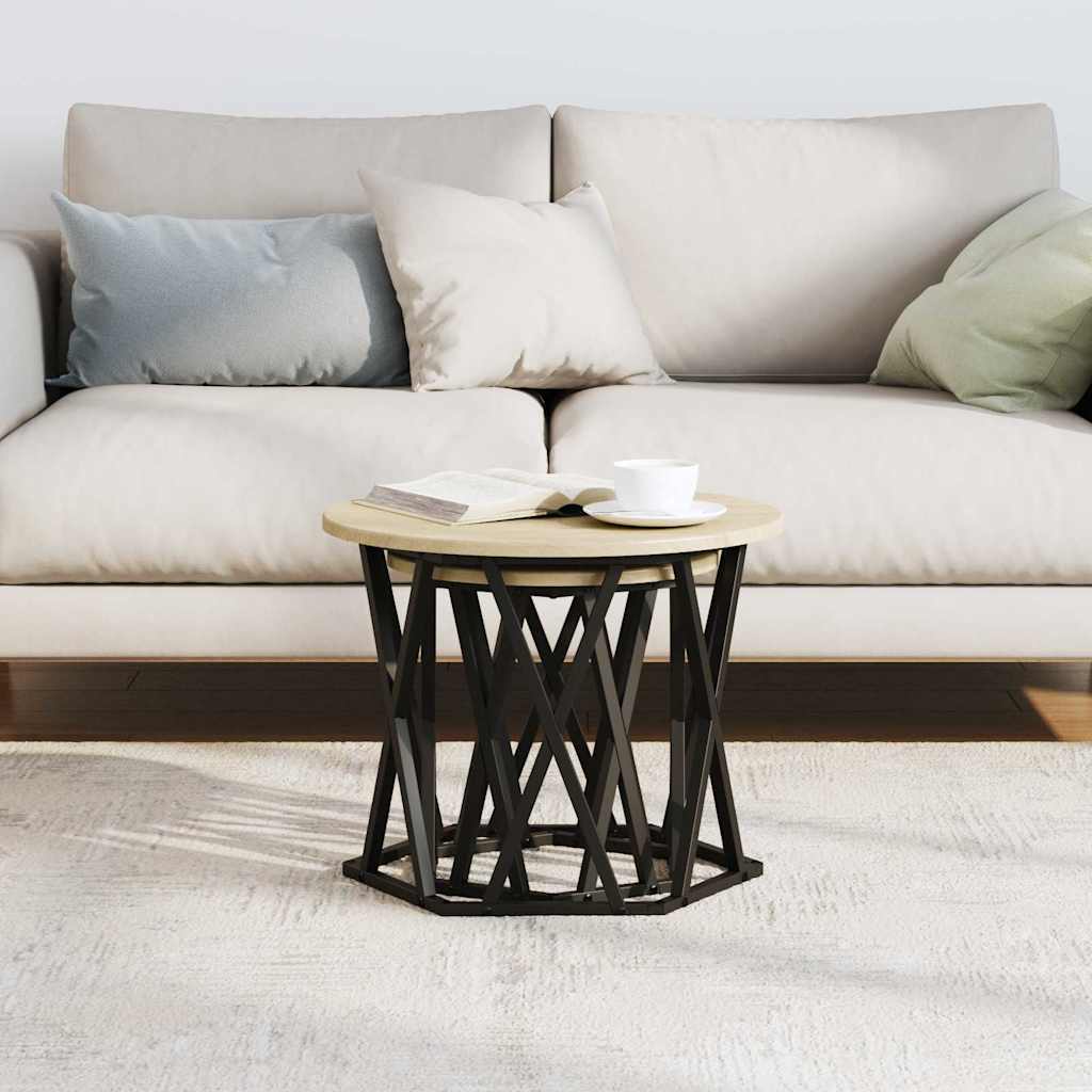 Bijzettafel 2 pcs Sonoma Eiken Engineered hout en staal is nu te koop bij PeponiXL, paradijselijk wonen!