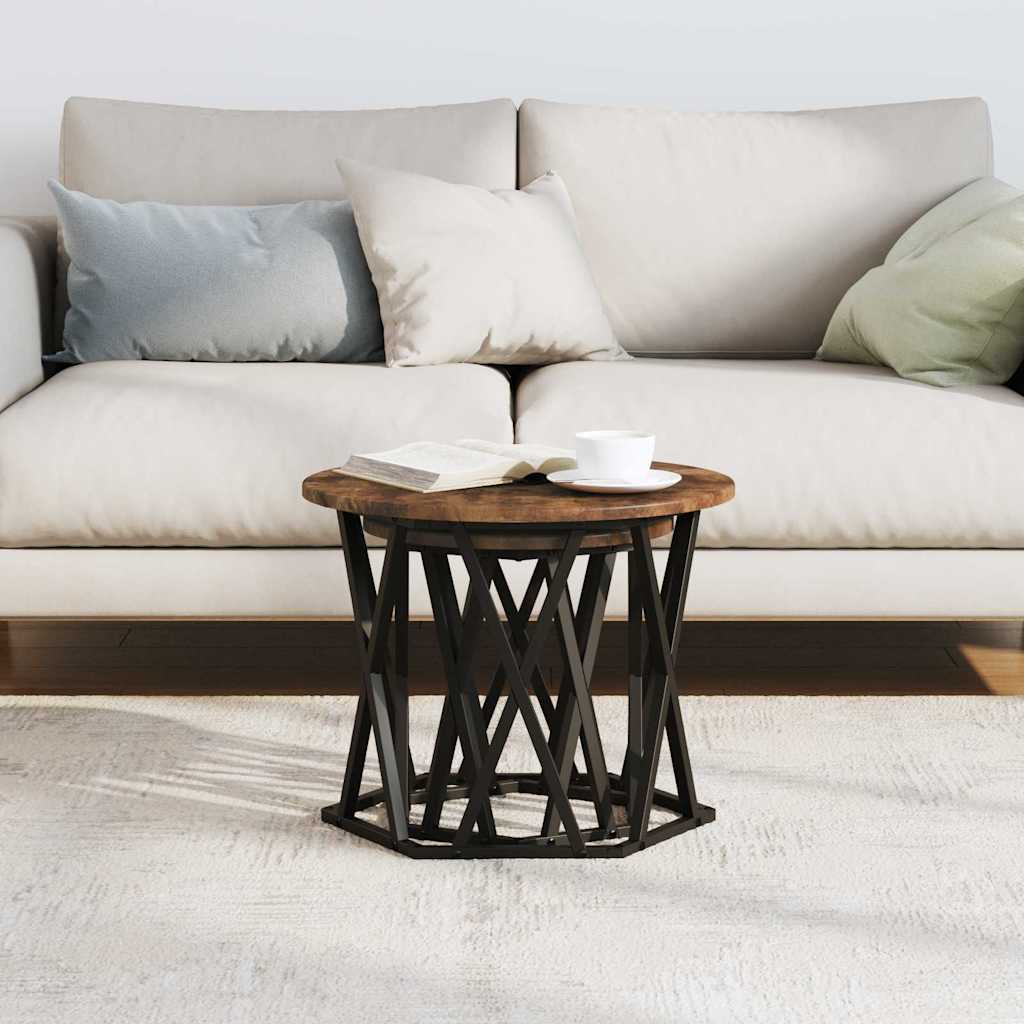 Bijzettafel 2 pcs Gerookt eiken Engineered hout en staal is nu te koop bij PeponiXL, paradijselijk wonen!