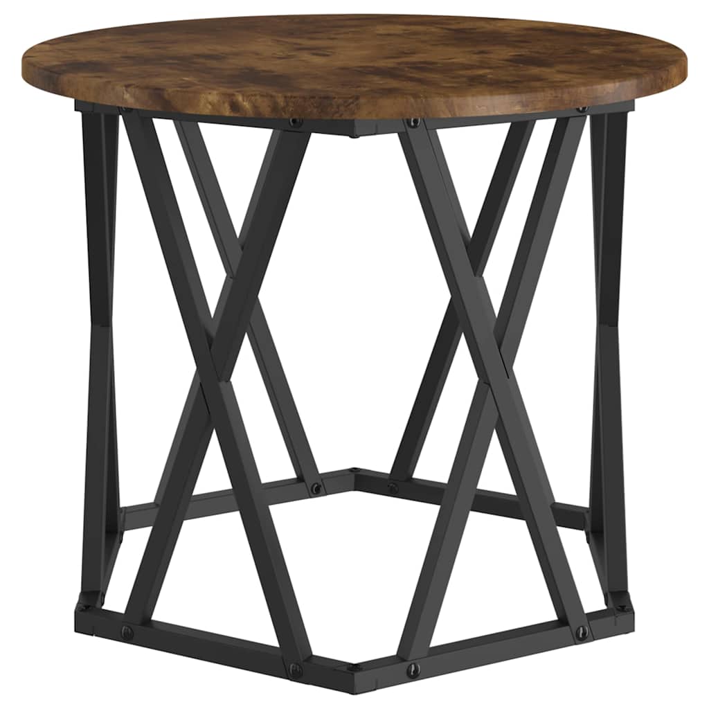 Bijzettafel 2 pcs Gerookt eiken Engineered hout en staal is nu te koop bij PeponiXL, paradijselijk wonen!