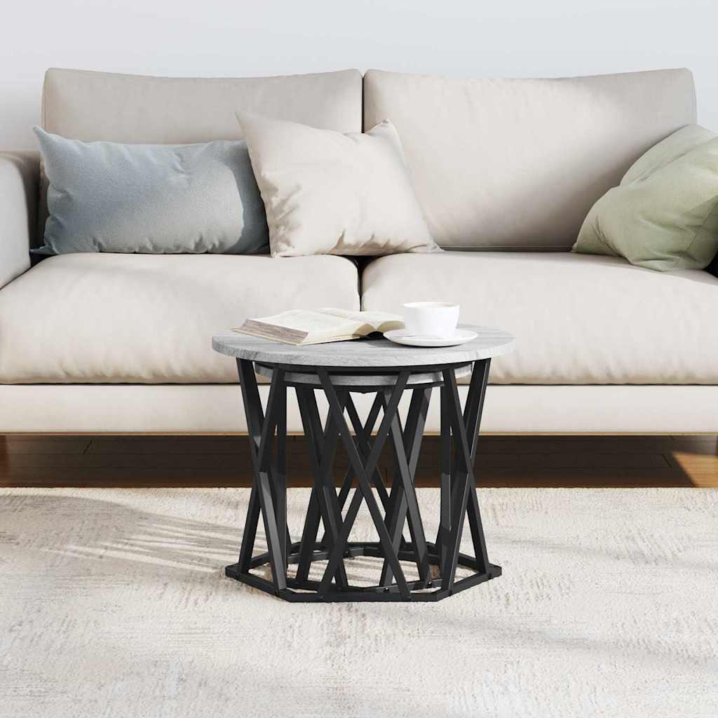Bijzettafel 2 pcs Grijs Sonoma Engineered hout en staal is nu te koop bij PeponiXL, paradijselijk wonen!