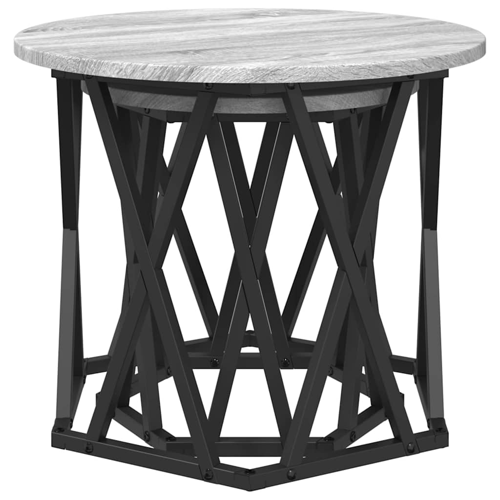Bijzettafel 2 pcs Grijs Sonoma Engineered hout en staal is nu te koop bij PeponiXL, paradijselijk wonen!