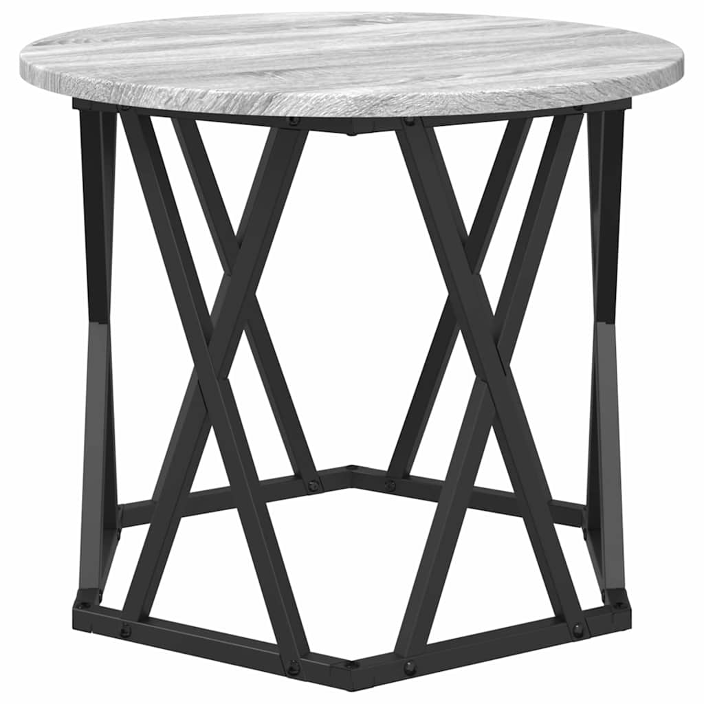Bijzettafel 2 pcs Grijs Sonoma Engineered hout en staal is nu te koop bij PeponiXL, paradijselijk wonen!