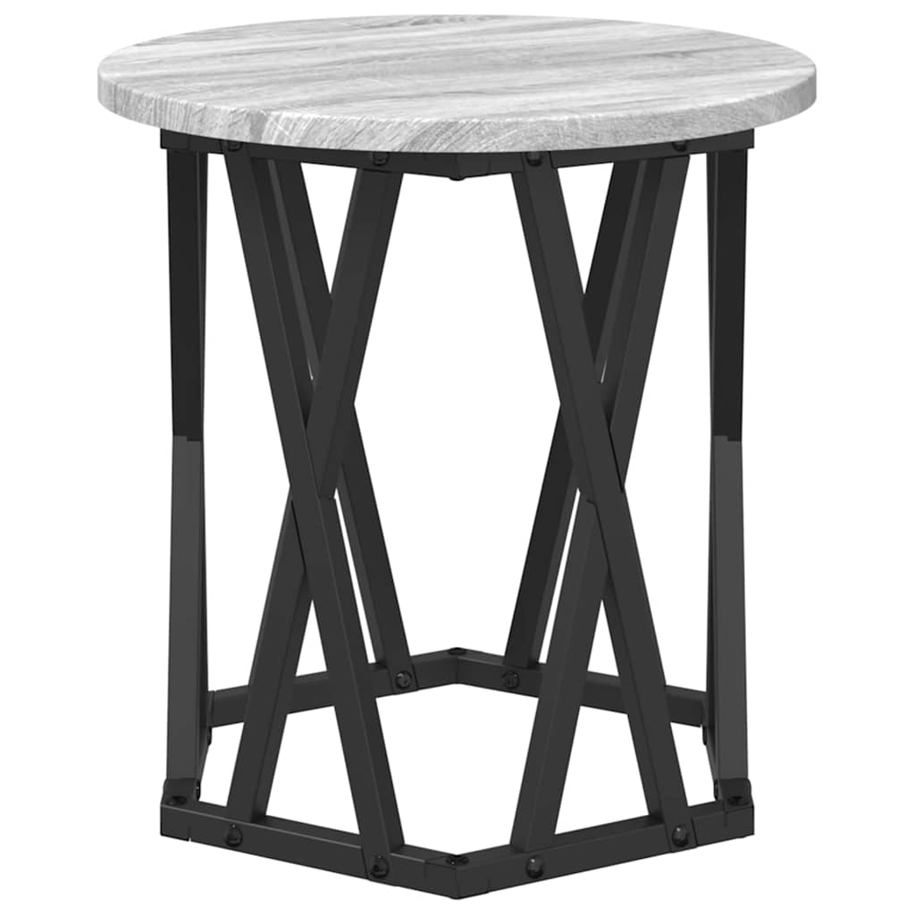 Bijzettafel 2 pcs Grijs Sonoma Engineered hout en staal is nu te koop bij PeponiXL, paradijselijk wonen!