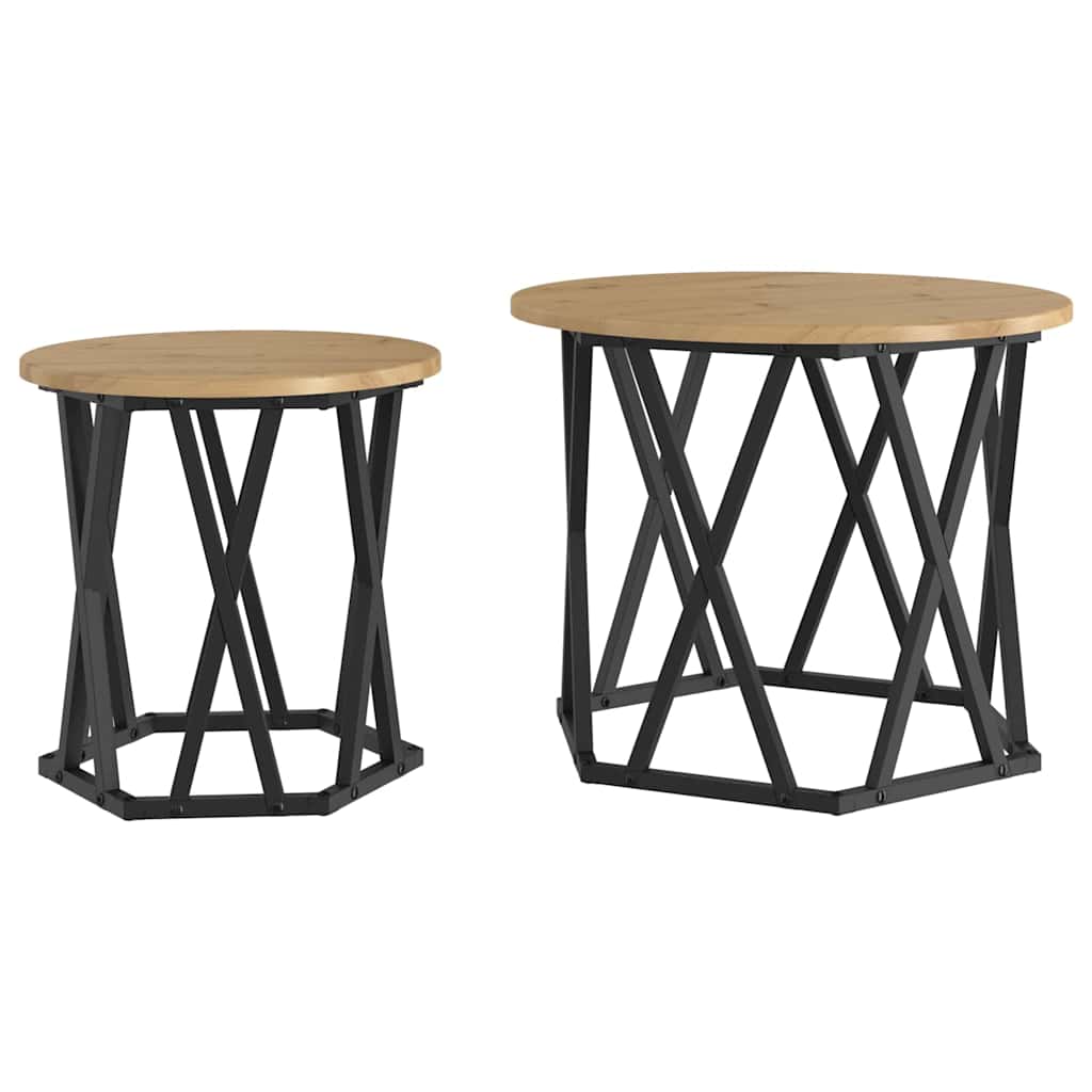 Bijzettafel 2 pcs Artisan Eiken Engineered hout en staal is nu te koop bij PeponiXL, paradijselijk wonen!