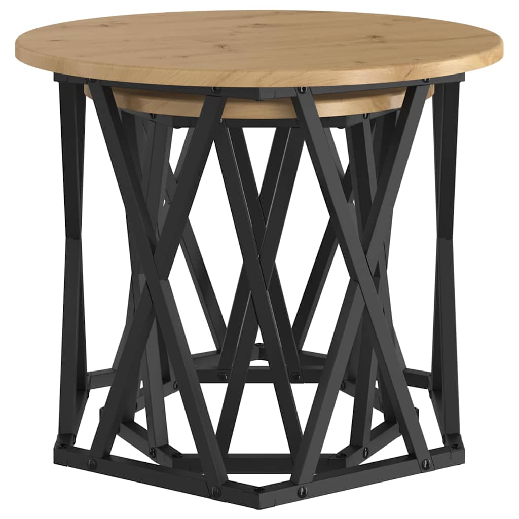 Bijzettafel 2 pcs Artisan Eiken Engineered hout en staal is nu te koop bij PeponiXL, paradijselijk wonen!