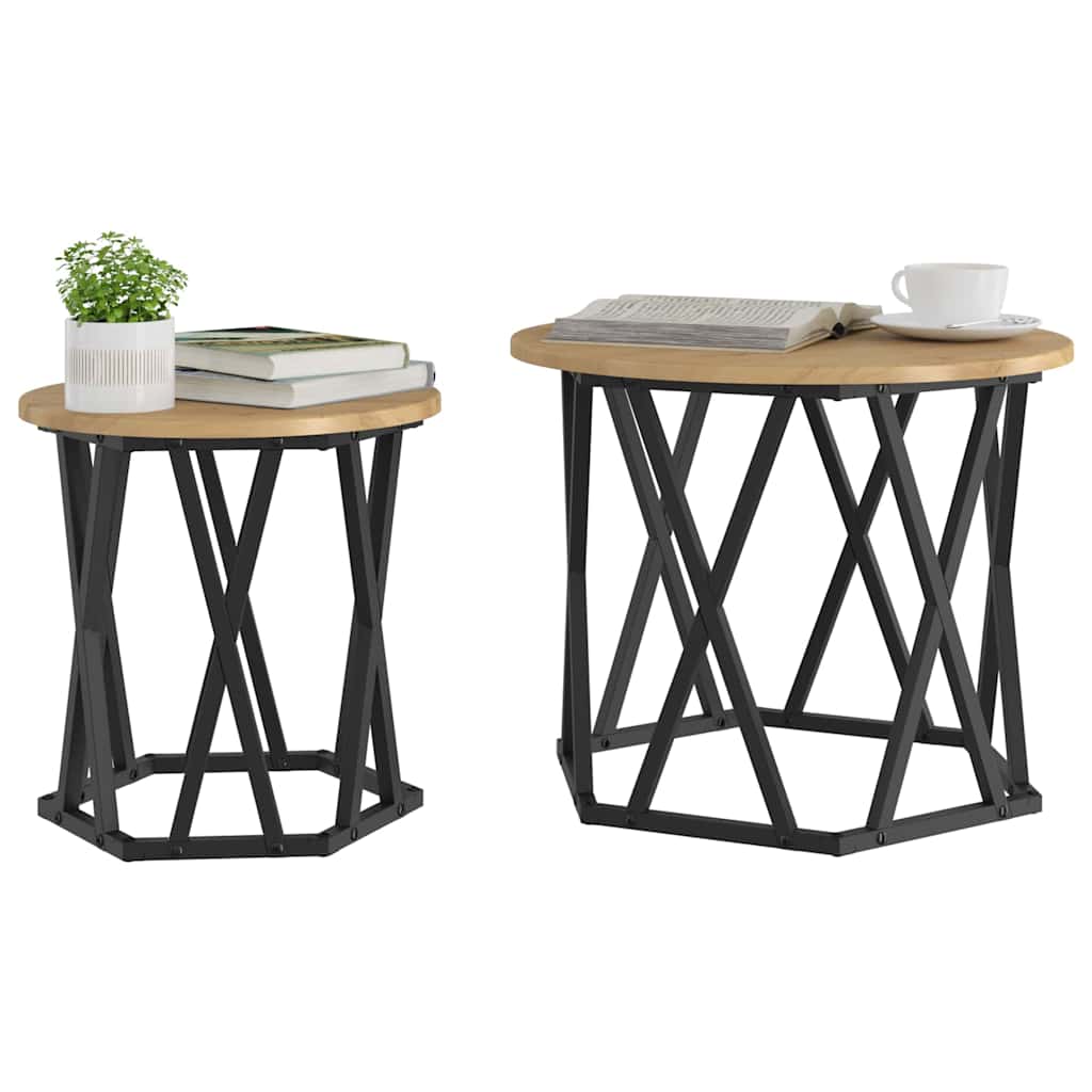 Bijzettafel 2 pcs Artisan Eiken Engineered hout en staal is nu te koop bij PeponiXL, paradijselijk wonen!