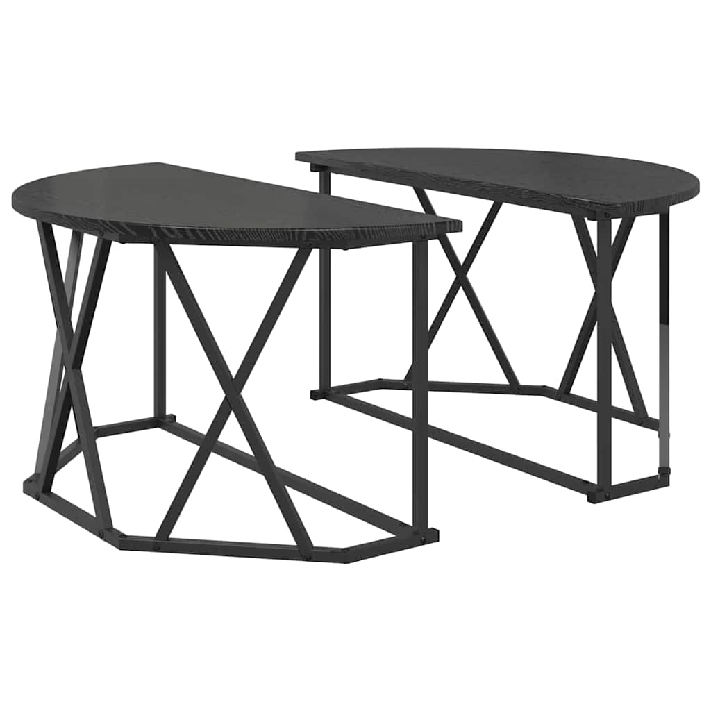 Salontafel Zwart Eiken 80 x 80 x 42 cm Engineered hout en staal is nu te koop bij PeponiXL, paradijselijk wonen!