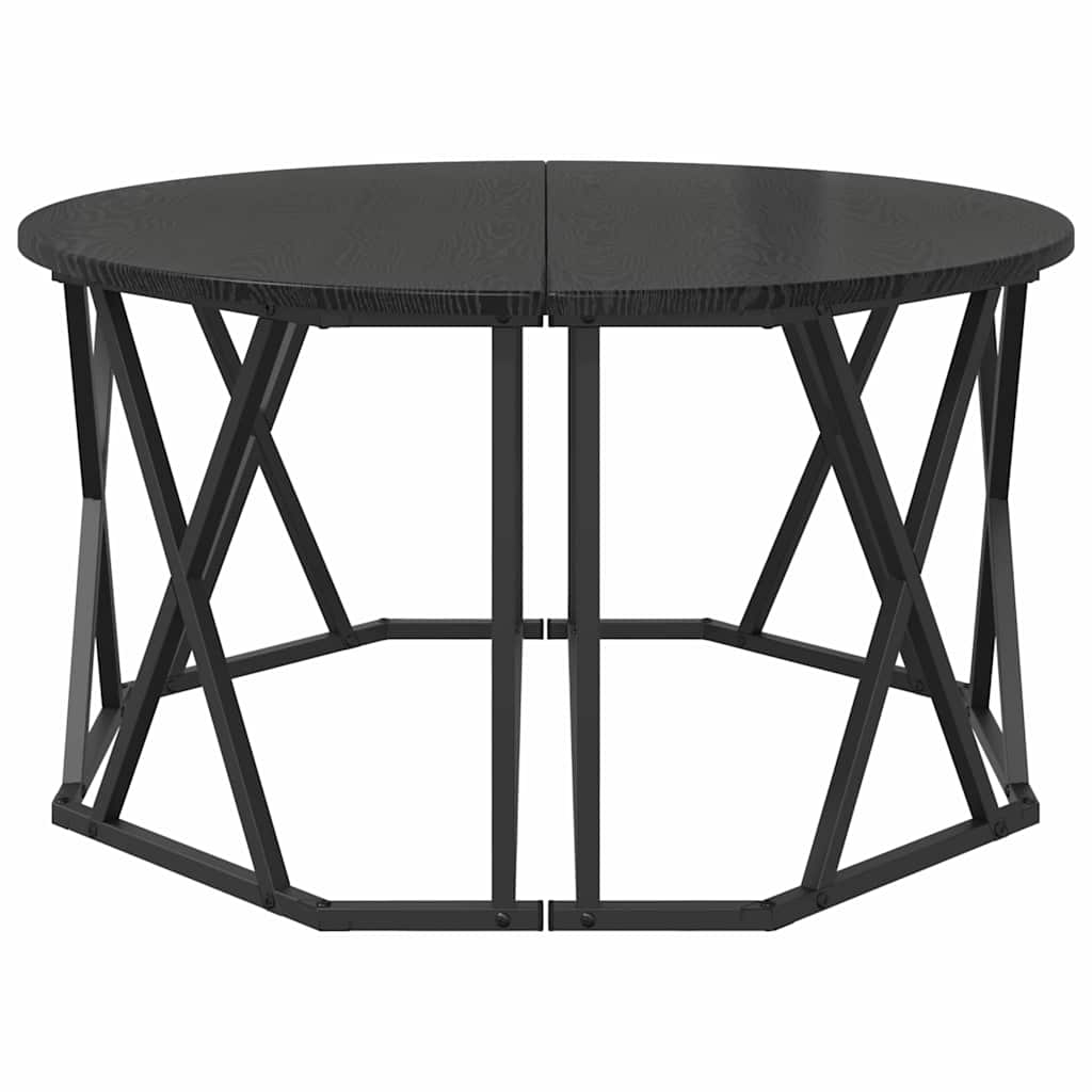 Salontafel Zwart Eiken 80 x 80 x 42 cm Engineered hout en staal is nu te koop bij PeponiXL, paradijselijk wonen!