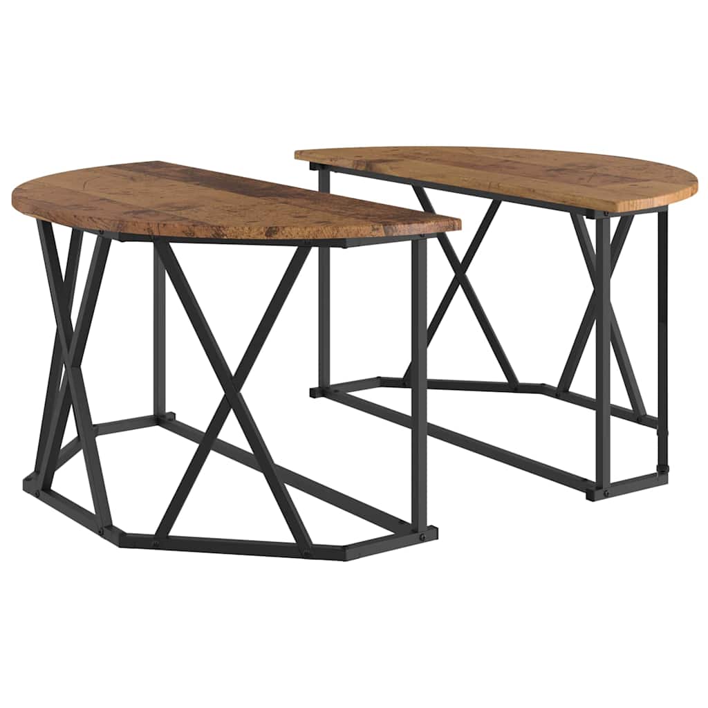 Salontafel Oud Hout 80 x 80 x 42 cm Engineered hout en staal is nu te koop bij PeponiXL, paradijselijk wonen!