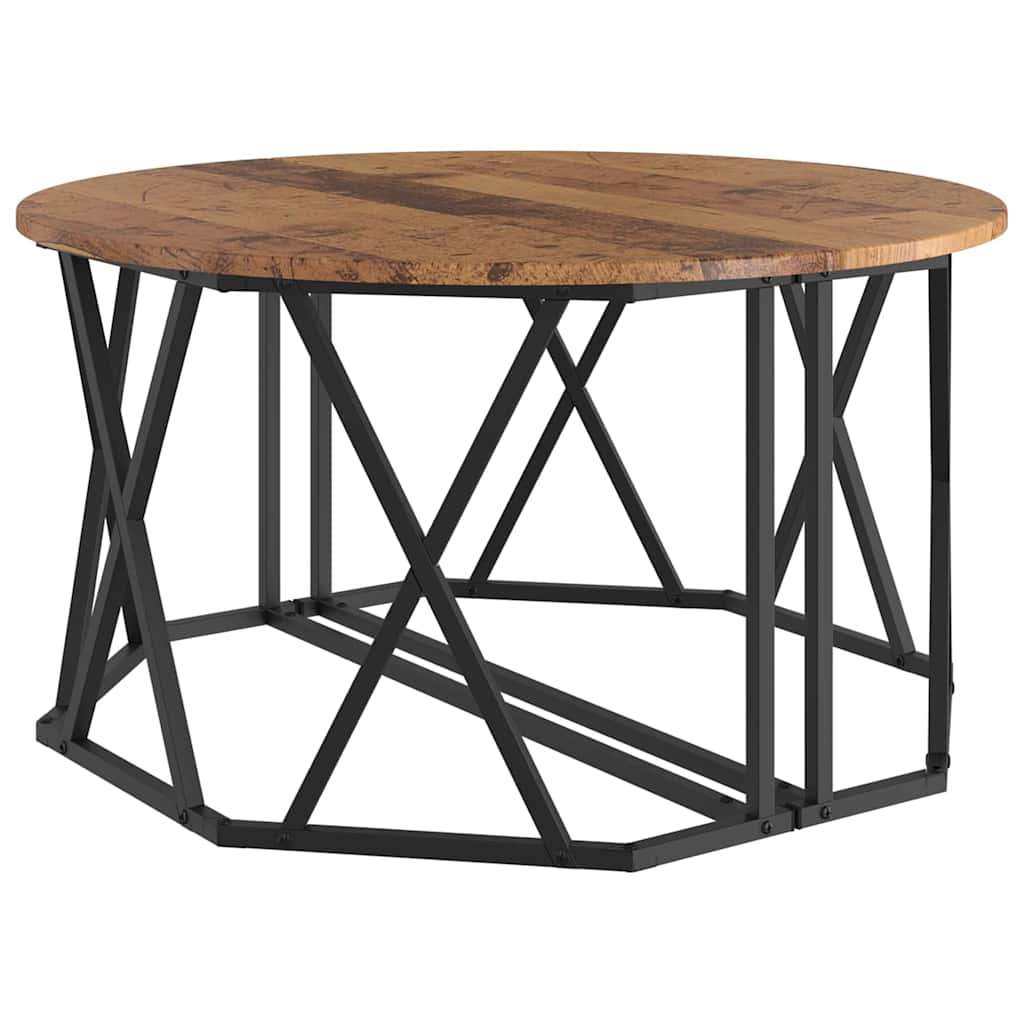 Salontafel Oud Hout 80 x 80 x 42 cm Engineered hout en staal is nu te koop bij PeponiXL, paradijselijk wonen!