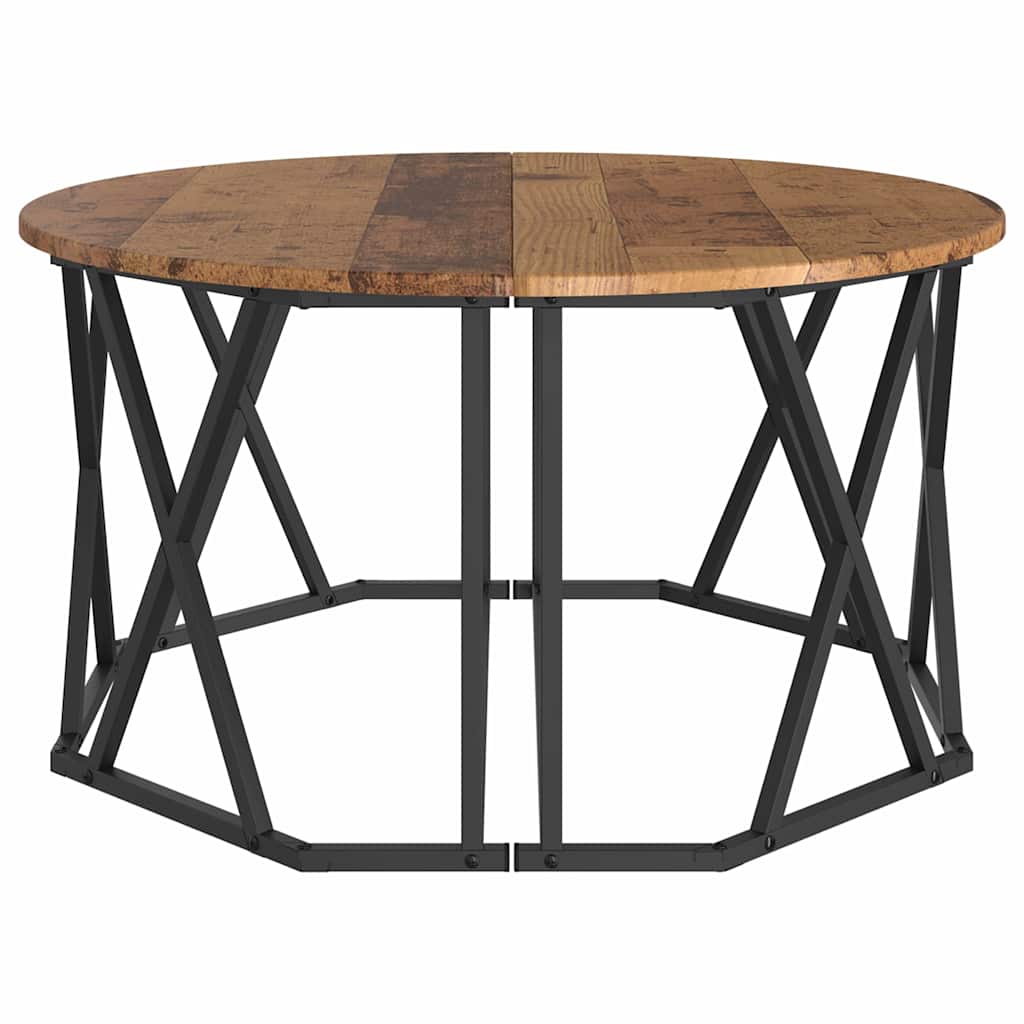 Salontafel Oud Hout 80 x 80 x 42 cm Engineered hout en staal is nu te koop bij PeponiXL, paradijselijk wonen!