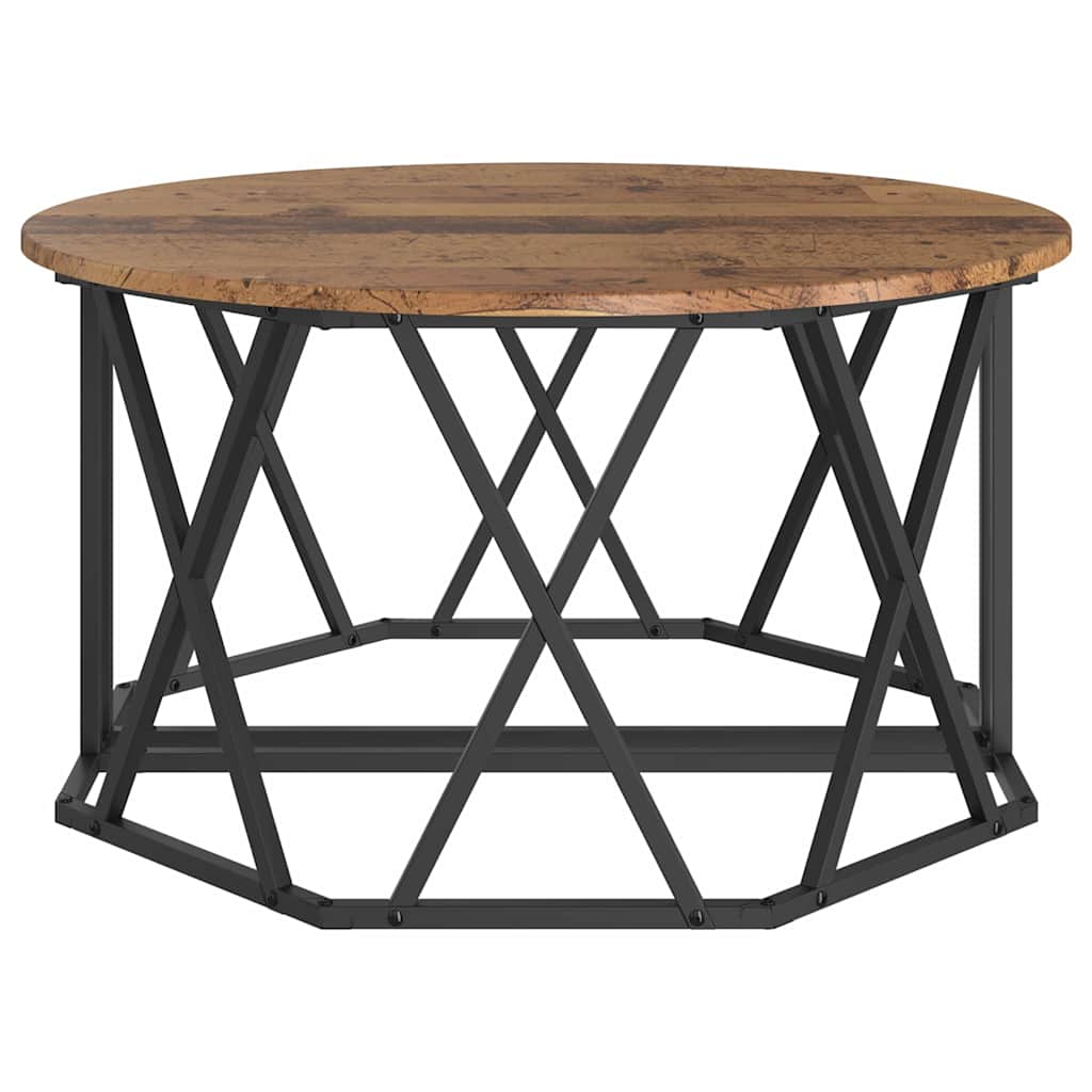 Salontafel Oud Hout 80 x 80 x 42 cm Engineered hout en staal is nu te koop bij PeponiXL, paradijselijk wonen!