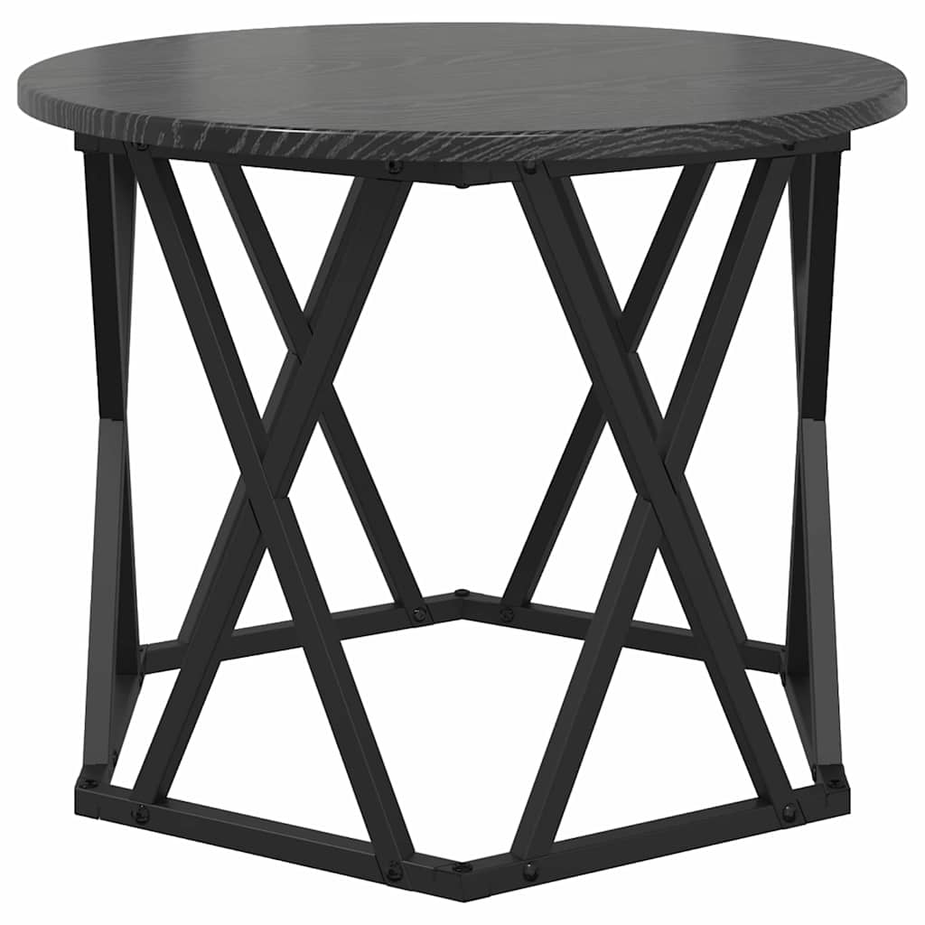 Nestbare Bijzettafel 3 pcs Zwart Eiken Engineered hout en staal is nu te koop bij PeponiXL, paradijselijk wonen!