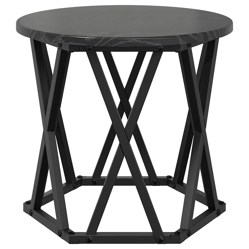 Nestbare Bijzettafel 3 pcs Zwart Eiken Engineered hout en staal is nu te koop bij PeponiXL, paradijselijk wonen!
