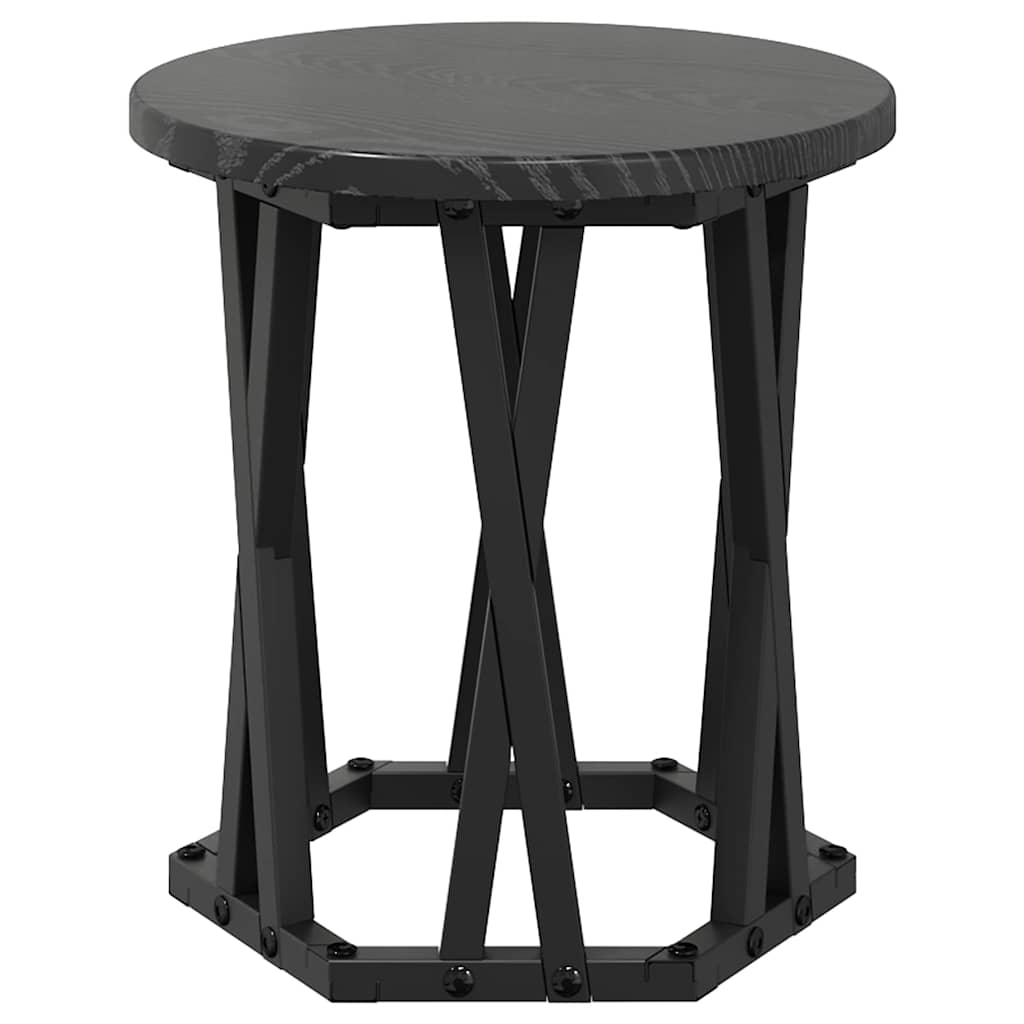 Nestbare Bijzettafel 3 pcs Zwart Eiken Engineered hout en staal is nu te koop bij PeponiXL, paradijselijk wonen!