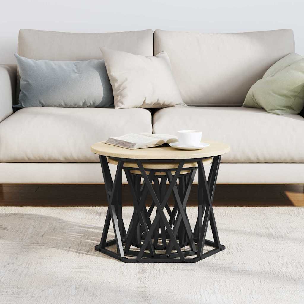 Nestbare Bijzettafel 3 pcs Sonoma Eiken is nu te koop bij PeponiXL, paradijselijk wonen!