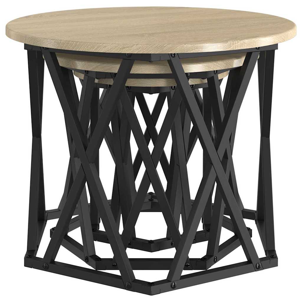 Nestbare Bijzettafel 3 pcs Sonoma Eiken is nu te koop bij PeponiXL, paradijselijk wonen!