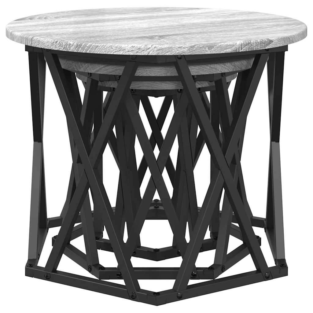 Nestbare Bijzettafel 3 pcs Grijs Sonoma is nu te koop bij PeponiXL, paradijselijk wonen!