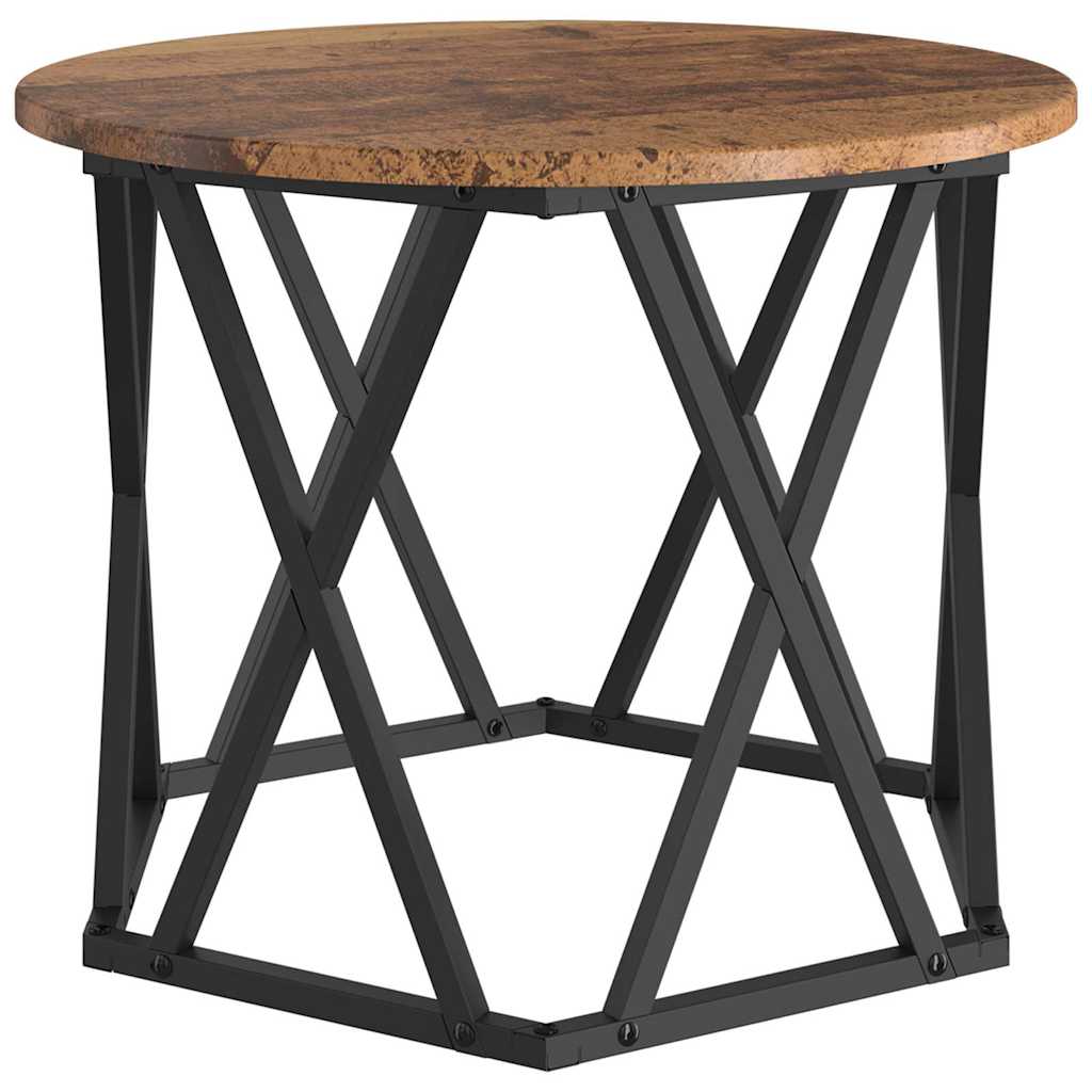 Nestbare Bijzettafel 3 pcs Oud Hout Engineered hout en staal is nu te koop bij PeponiXL, paradijselijk wonen!