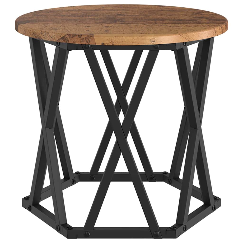 Nestbare Bijzettafel 3 pcs Oud Hout Engineered hout en staal is nu te koop bij PeponiXL, paradijselijk wonen!