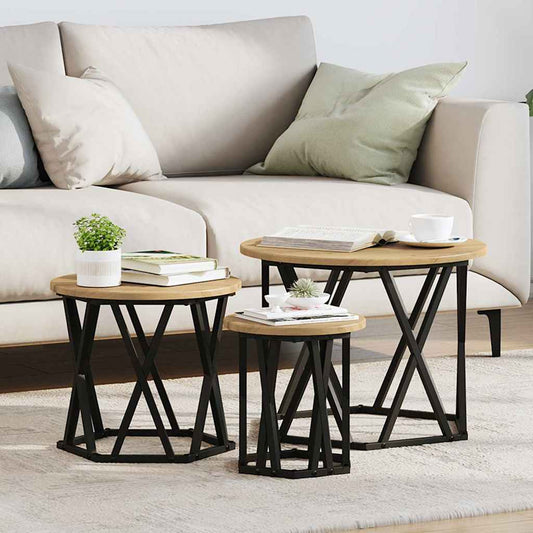Nestbare Bijzettafel 3 pcs Artisan Eiken is nu te koop bij PeponiXL, paradijselijk wonen!